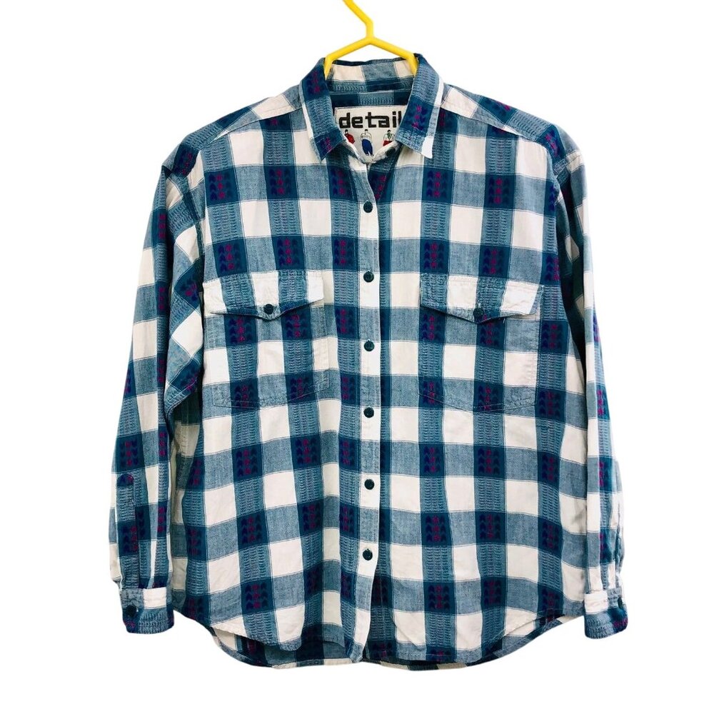Vintage Details Blouse Womens M Used Plaid